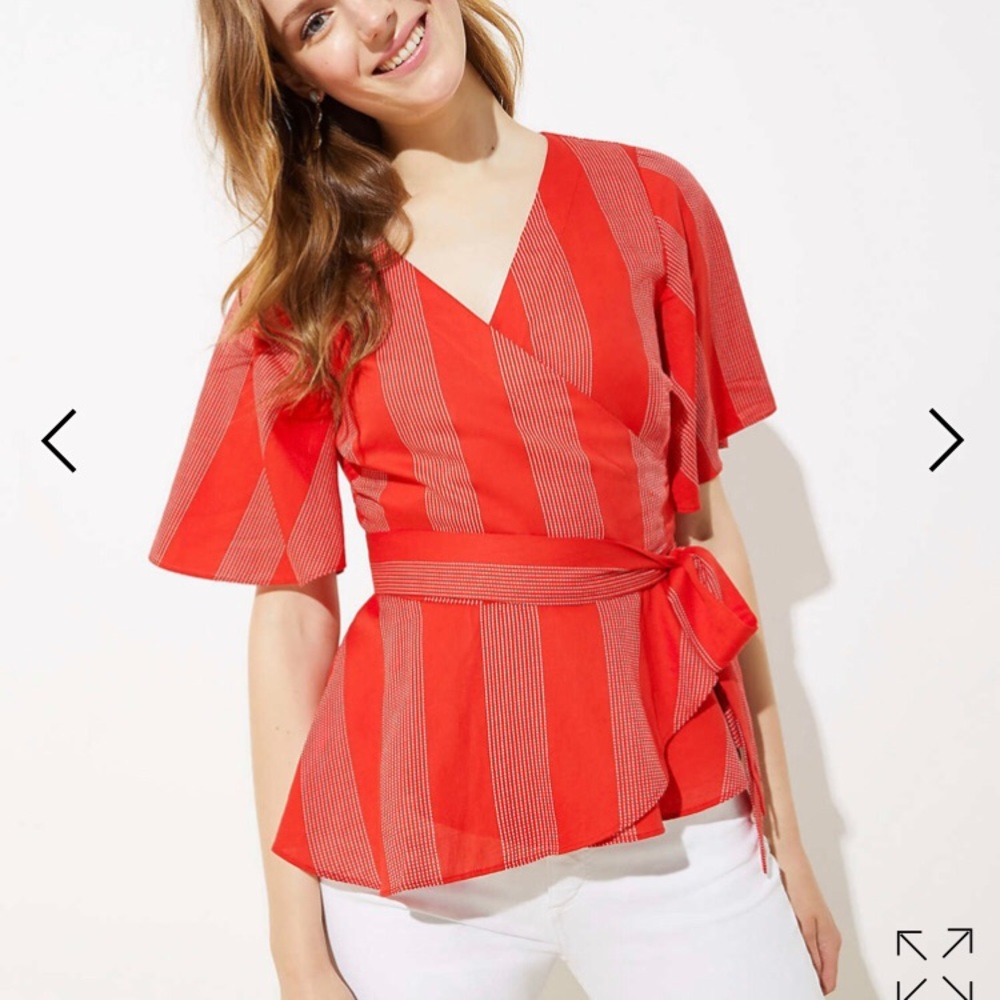 Petite striped wrap top